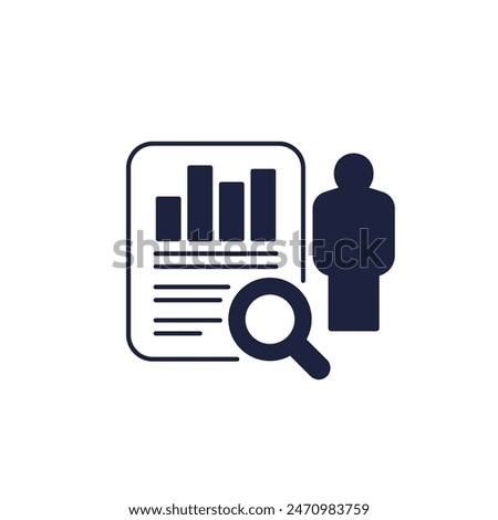 auditor icon on white, auditing financial data