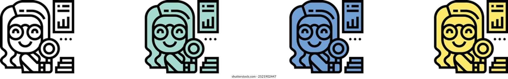 auditor icon. Outline, Green, Blue and Yellow Style Design Isolated On White Background