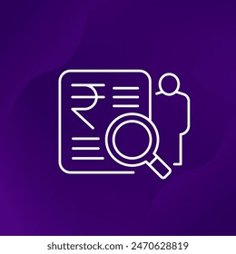 auditor line icon with indian rupee