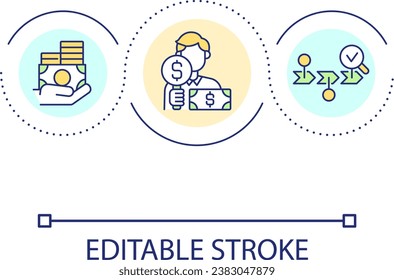 Auditor loop concept icon. Financial specialist. Business finance review. Money management abstract idea thin line illustration. Isolated outline drawing. Editable stroke. Arial font used