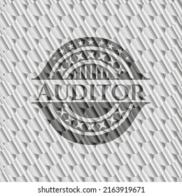 Auditor Silver Color Badge. Scales Pattern. Vector Illustration. Detailed. 