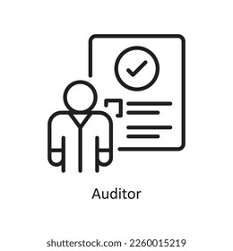 Auditor Vector Outline Icon Design illustration. Assessment Symbol on White background EPS 10 File