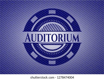 Auditorium badge with denim texture