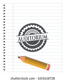 Dibujo del emblema del auditorio con efecto de lápiz. Ilustración vectorial. Detallado.