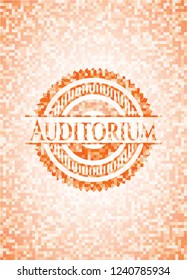 Auditorium orange mosaic emblem with background