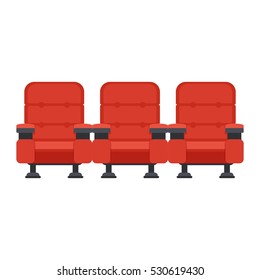 Auditorium And Seats In A Movie Theater. Flat Vector Cartoon Cinema Seats Illustration. Objects Isolated On A White Background.