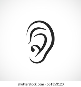 Auditory ear vector icon on white background