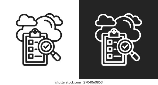 Audits-Symbol in Zeilenversion auf schwarz-weißem Hintergrund
