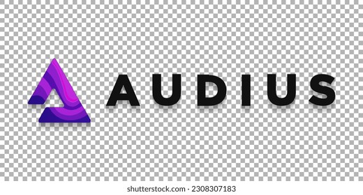 Audius (AUDIO) cryptocurrency logo worldmark isolated on transparent png background vector