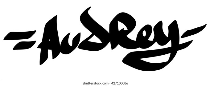 Audrey female name street art design. Graffiti tag Audrey.