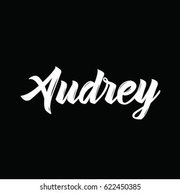 audrey, text design. Vector calligraphy. Typography poster. Usable as background.