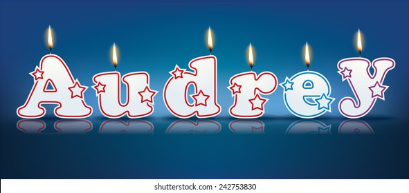 AUDREY written with burning candles - vector illustration