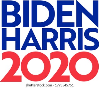 Aug 14, 2020, AUCKLAND, NEW ZEALAND: Illustration of American president and vice president candidate for US election Democrat Joe Biden and Kamala Harris ticket in words or text Biden Harris 2020.
