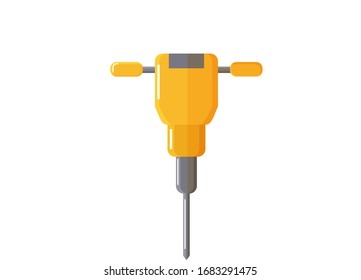 Auger or drill for work in factories or industrial enterprises. Isolated icon of machinery used for making holes. Industrial tool or element for mining. Borehole device, vector in flat style