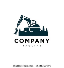 Auger Excavator Logo Icon vector