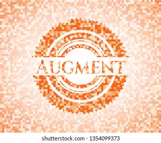 Augment abstract emblem, orange mosaic background