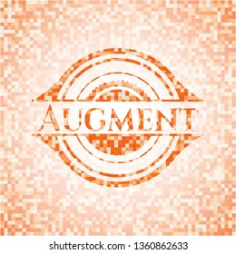 Augment abstract orange mosaic emblem with background