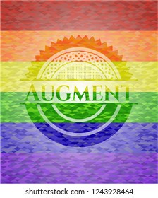 Augment on mosaic background with the colors of the LGBT flag