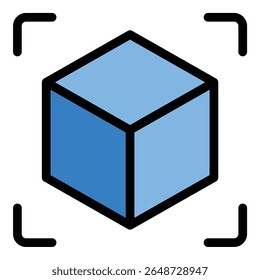 Amplie a ilustração de estilo de linha plana do ícone de realidade representando a integração de elementos digitais no mundo real, adequado para aplicativos de AR, experiências interativas e tecnologia imersiva