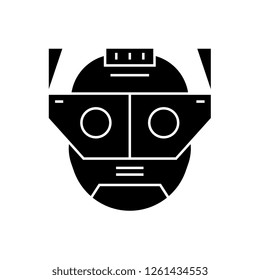 Augmentation head black vector concept icon. Augmentation head flat illustration, sign