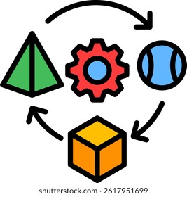 Augmentation Icon Lineal Color Vector Illustration