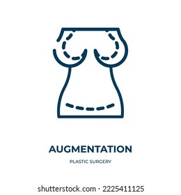 Augmentation icon. Linear vector illustration from plastic surgery collection. Outline augmentation icon vector. Thin line symbol for use on web and mobile apps, logo, print media.