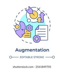 Augmentation multi color concept icon. LLM prompt enlargement possibility. RAG technology process type. Round shape line illustration. Abstract idea. Graphic design. Easy to use in presentation