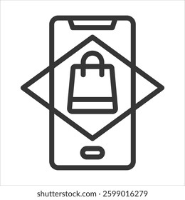 Augmented Commerce Outline Icon Vector Illustration