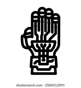 augmented hand augmented reality line icon vector. augmented hand augmented reality sign. isolated contour symbol black illustration