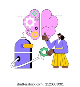 Augmented intelligence abstract concept vector illustration. Intelligence augmentation, enhanced human intellect, AI mental support, cognitive performance amplification, future abstract metaphor.