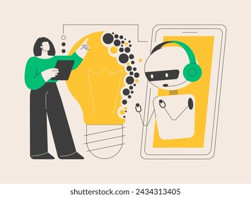 Augmented intelligence abstract concept vector illustration. Intelligence augmentation, enhanced human intellect, AI mental support, cognitive performance amplification, future abstract metaphor.