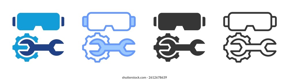 Augmented manufacturing icon set multiple style collection