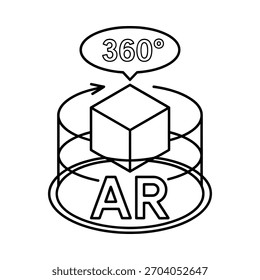 Augmented reality 360 degree cube icon