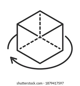 augmented reality 360 degree view cube 3D object vector illustration line style