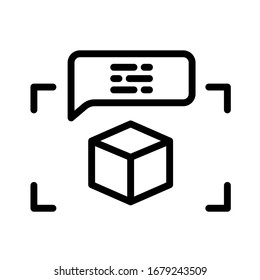 Augmented reality 3d object info outline vector icon isolated on white. AR and virtual reality linear icon for web design, mobile apps, ui design and print. Futuristic technology concept