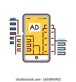 Augmented reality advertising color line icon. Pictogram for web page, mobile app, promo. UI UX GUI design element. Editable stroke.