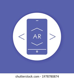 Augmented reality app in smartphone color glyph icon. Pictogram for web page, mobile app, promo. UI UX GUI design element