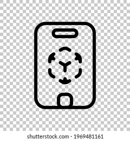 Augmented reality, AR mobile technology. Black editable linear symbol on transparent background