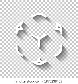 Augmented reality, AR mobile technology. White linear icon with editable stroke and shadow on transparent background