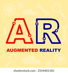 Augmented reality or AR is new technologies background cartoon element for education purpose in flat style. Clip art digital technology element vector