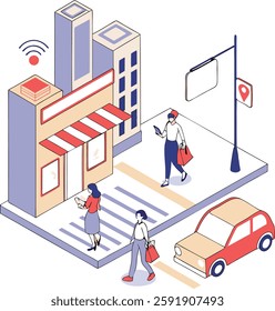 Augmented reality (AR) shopping experience in an urban environment