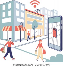 Augmented reality (AR) shopping experience in an urban environment