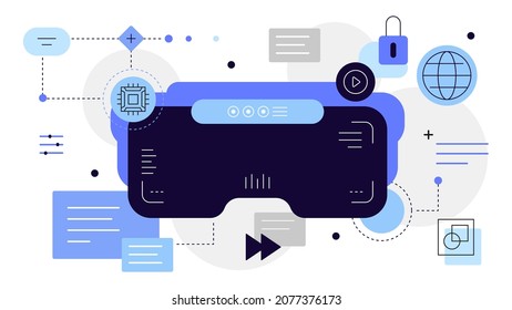 Augmented reality. AR and VR headset. High tech gadgets. Flat illustration. Vector file.