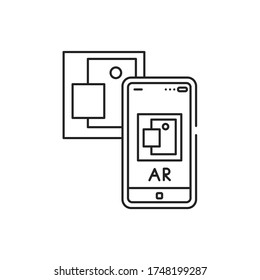 Augmented Reality Art Gallery Black Line Icon. Virtual Exhibition. Pictogram For Web Page, Mobile App, Promo. UI UX GUI Design Element.