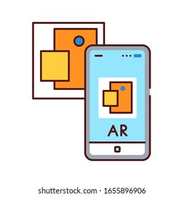 Augmented reality art gallery color line icon. Virtual exhibition. Pictogram for web page, mobile app, promo. UI UX GUI design element. Editable stroke