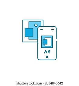 Augmented reality art gallery color line icon. Virtual exhibition. Pictogram for web page, mobile app, promo. UI UX GUI design element. Editable stroke