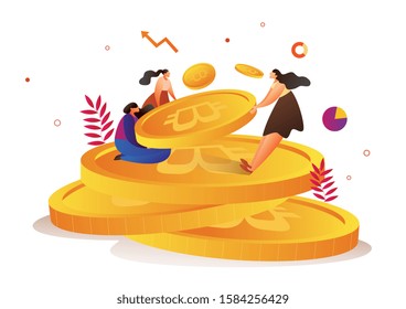 Augmented reality for bitcoin banking or investment concept. Can use for web banner, infographics, hero images. Flat isometric vector illustration isolated on white background.