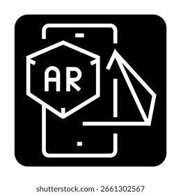 Augmented reality black flat icon.Minimal clean icon for apps and websites. Modern simple icons for UI UX and branding