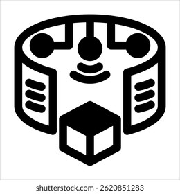 Augmented Reality Black Icon. Simple Vector Illustration on White Background