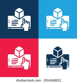Realidad aumentada azul y rojo cuatro colores conjunto de iconos mínimo